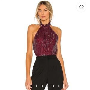 Michael Costello - Revolve Penelope Bodysuit in Burgundy - Size XS